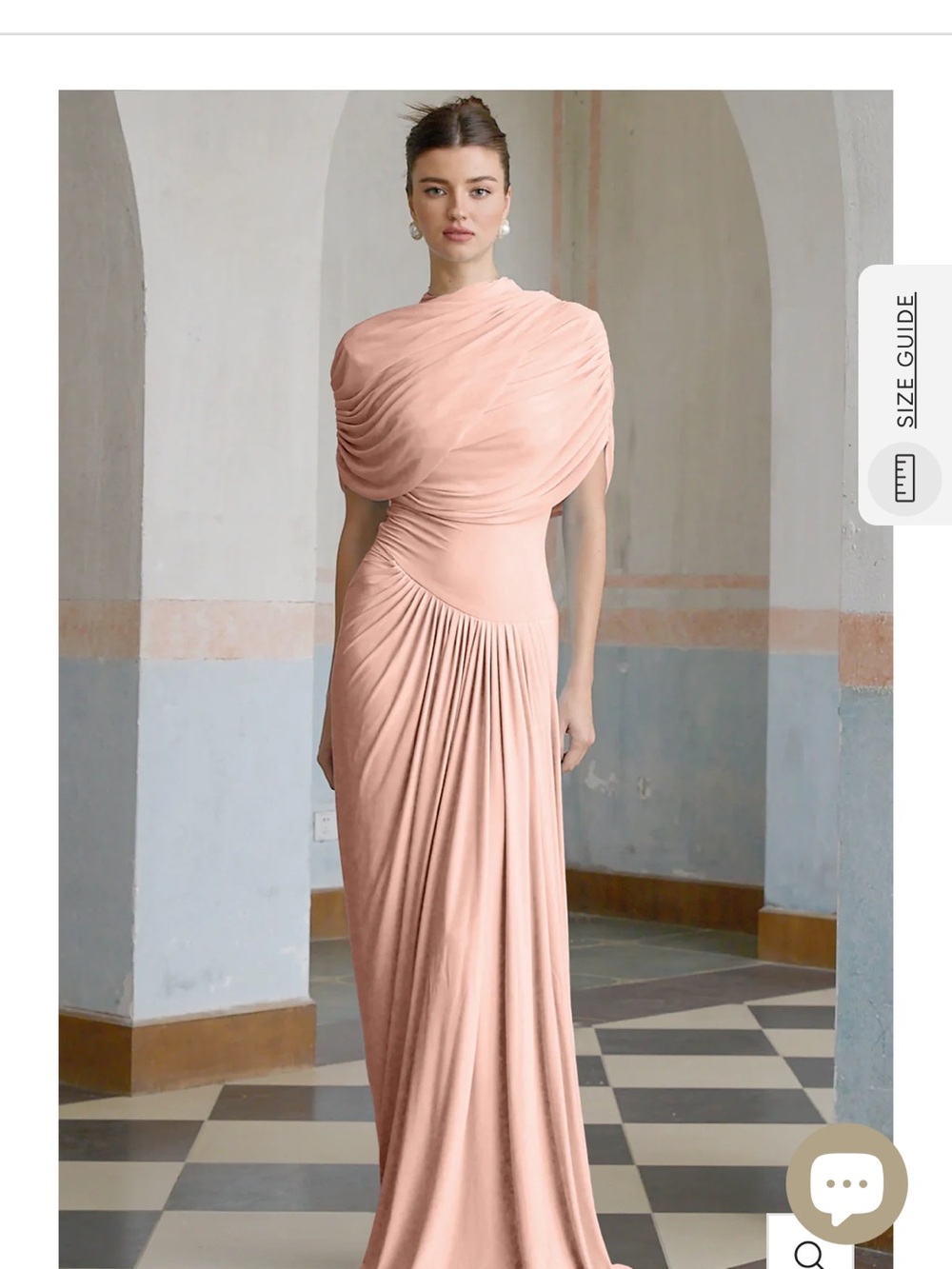 Chiffon Draped Maxi Dress in Blush Pink